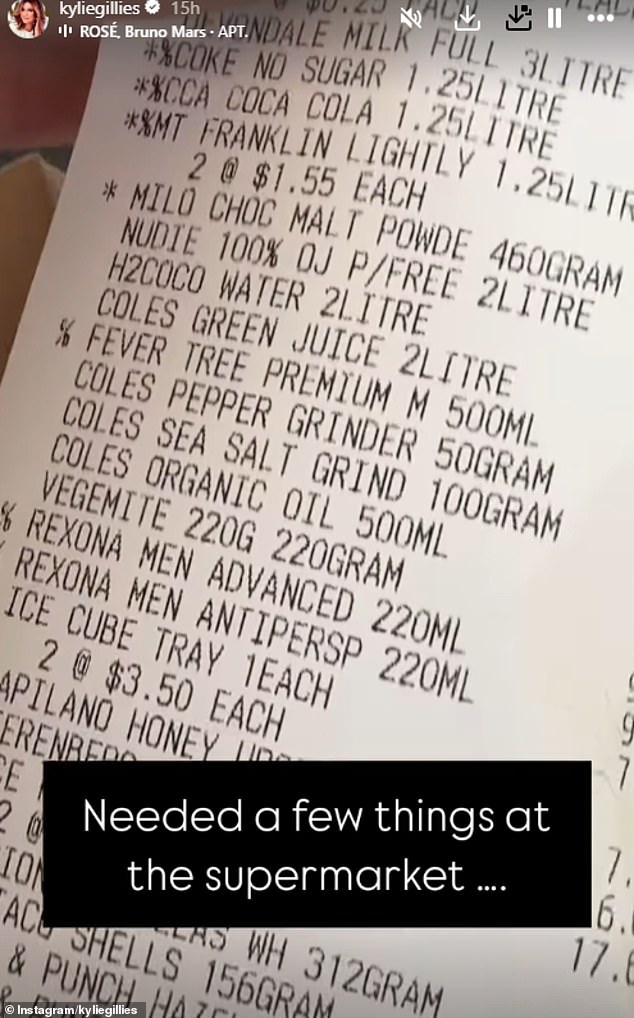 He then held up his endless receipt to show the long list of items he purchased after visiting the store for 