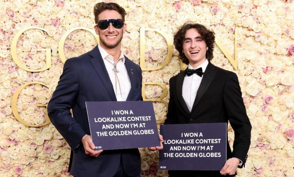 Max Braunstein and Miles Mitchell attend the 82nd Golden Globe Awards at the Beverly Hilton on January 5, 2025 in Beverly Hills, California.