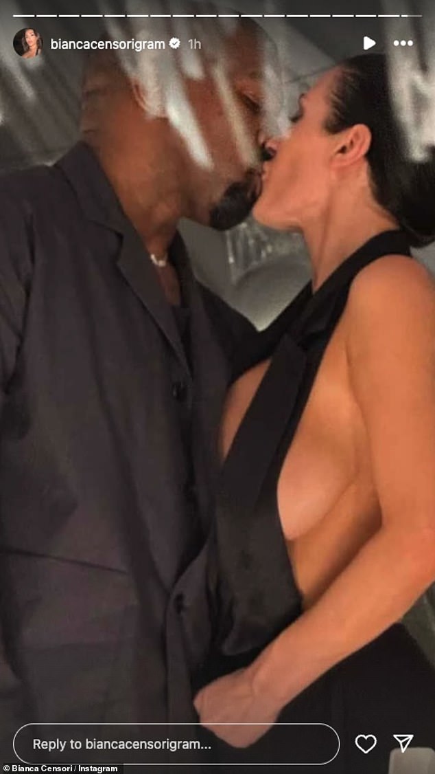 Bianca shared a steamy kiss with Kanye in one photo shared to her Instagram Stories