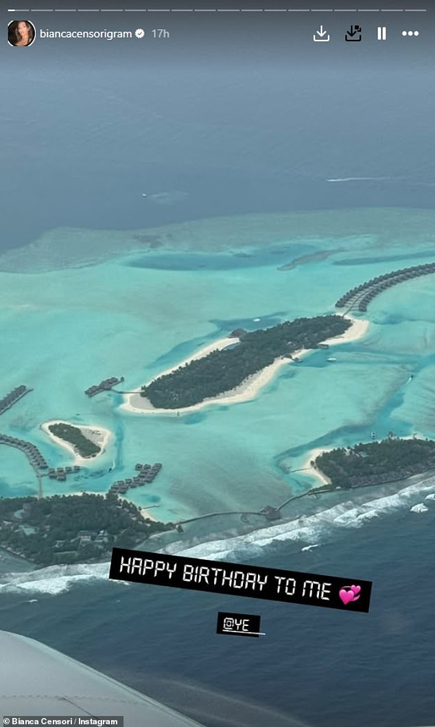 Censori posted a beautiful photo of the ocean from a plane, captioning it 