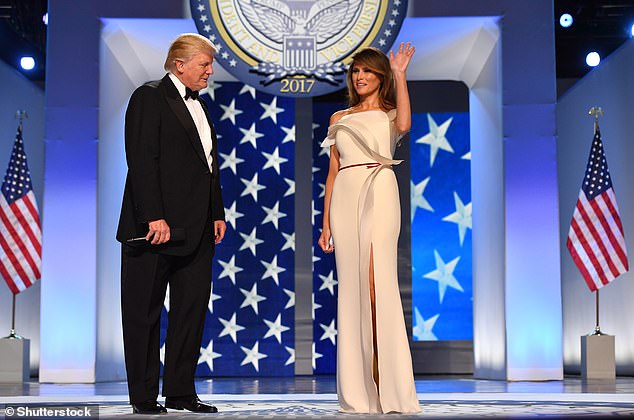 President Donald Trump (left) and first lady Melania Trump (right) appear at the Freedom Ball at the Washington Convention Center. The convention center's large size has allowed thousands to attend inaugural balls in recent years