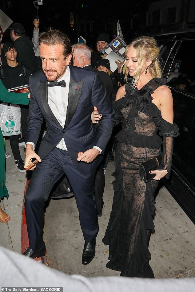 UTA customer Jason Segel arrived at the after-party with his girlfriend Kayla Radomski after losing the award for Best Actor in a Television Series (Musical/Comedy) for his role in the Apple TV+ series Shrinking.