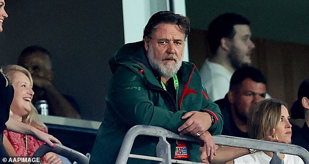 The Gladiator star (pictured at a Souths match in 2023) currently owns 25 per cent of the club.