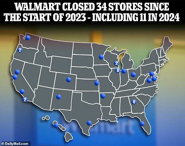 Pictured: All Walmart stores closed in 2023 and 2024