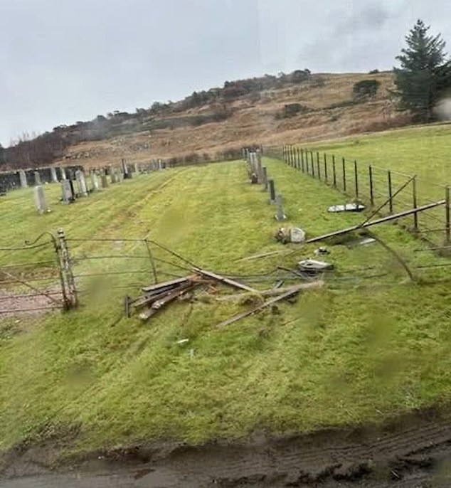 A local farmer had reportedly seen the damage when he was checking his livestock early on New Year's Day and Argyll and Bute Council staff went to the cemetery on Thursday to clean up the mess.