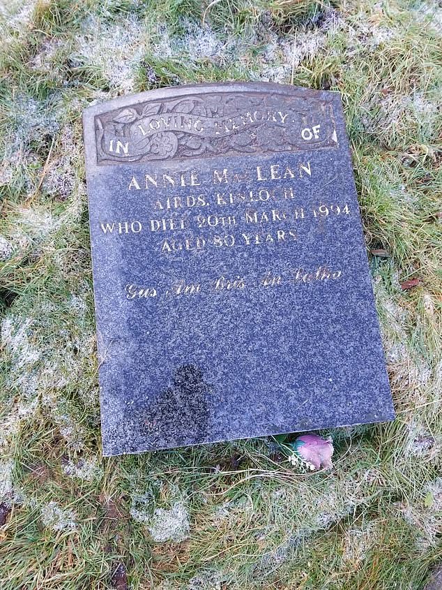 One of the headstones was over the grave of Maggie MacLean's aunt, Annie MacLean, who died in 1994.