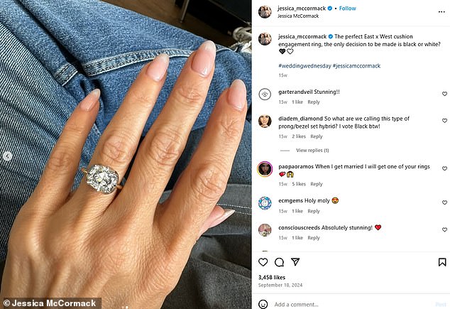 Fans were quick to notice that it resembled London jeweler Jessica McCormack's engagement ring designs.