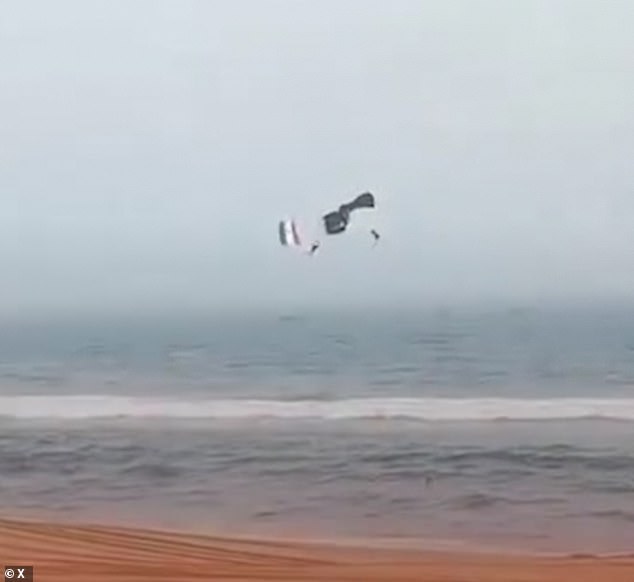 The pair plummeted towards the sea at the Rama Krishna Gap in Visakhapatnam, Andhra Pradesh, India.