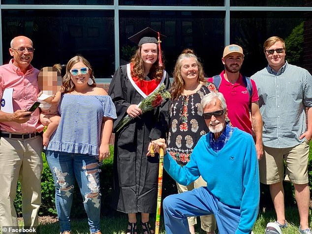 Strotman is seen with her family after graduating from nursing school in 2019. They declined to comment on her arrest, with one telling DailyMail.com: 'I don't want to talk about that'