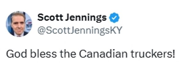 Two years later, Jennings again celebrated the truck driver's efforts at X, this time after Trudeau's resignation speech