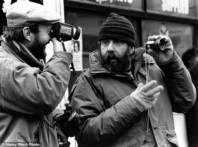 Pratt is pictured with director Mike Leigh on the set of 1988's High Hopes.