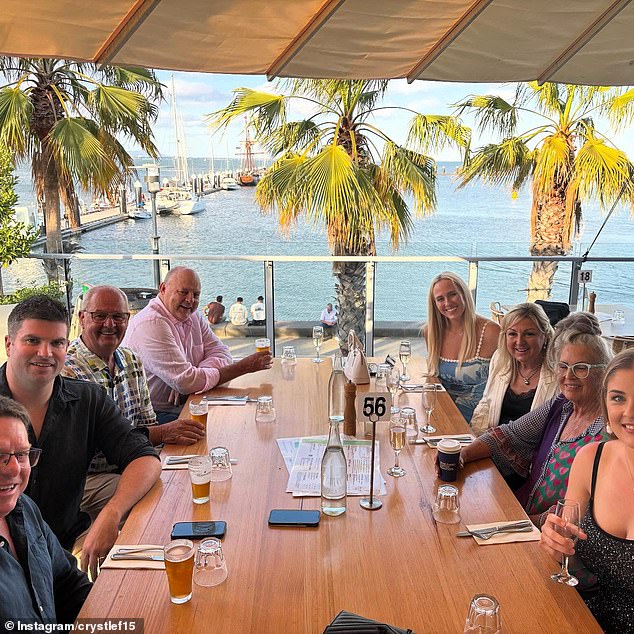 The day before, Billy shared a photo enjoying a beer while Crystle had a glass of champagne at the Wharf Shed in Geelong.