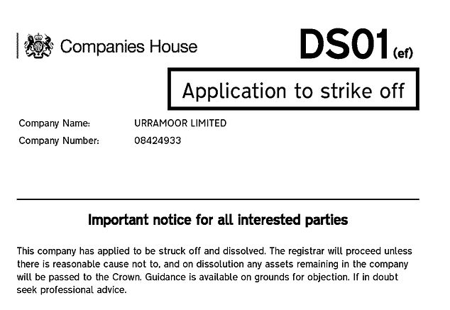 It comes after it emerged that the company managing Andrew's private investments, Urramoor Limited, had filed for cancellation and dissolution.