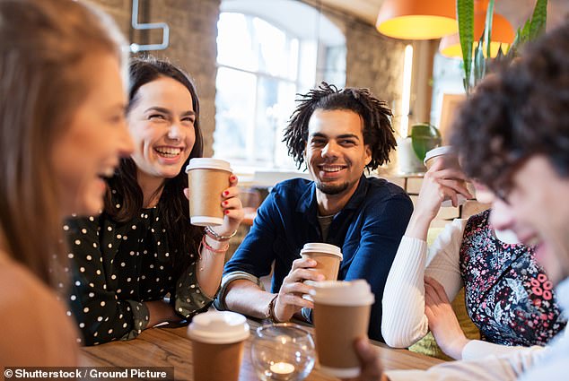 The 'coffee badge' shows hybrid employees going to the office, having a coffee and interacting with colleagues before returning home early to work (file image)