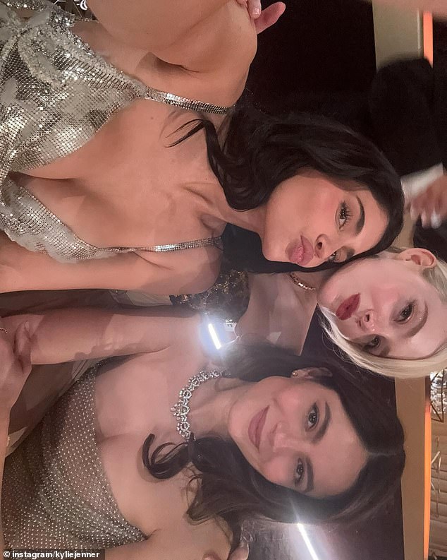 The 'girls' referenced in Kylie's post are Chalamet's A Complete Unknown co-stars Elle Fanning and Monica Barbaro, with whom the couple sat at the designated table.