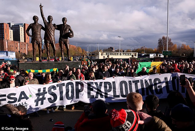 Hundreds of Manchester United fans protested against ticket prices in December