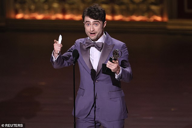 The notoriously private couple chose not to reveal their son's name, but Daniel made unusual comments toward his partner and son in June when accepting his Tony Award (pictured).