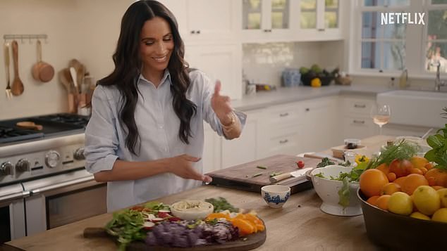 All smiles, the Duchess has just launched her new cooking show Much Love, Meghan on Netflix