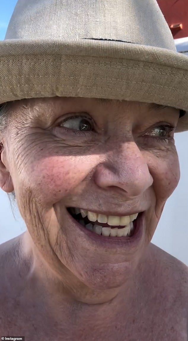 The comedy star, 67, who hid her signature locks under a hat and ditched her signature lipstick, recently took to Instagram to film herself trying to speak Spanish and Italian after jetting overseas for a sunny getaway .