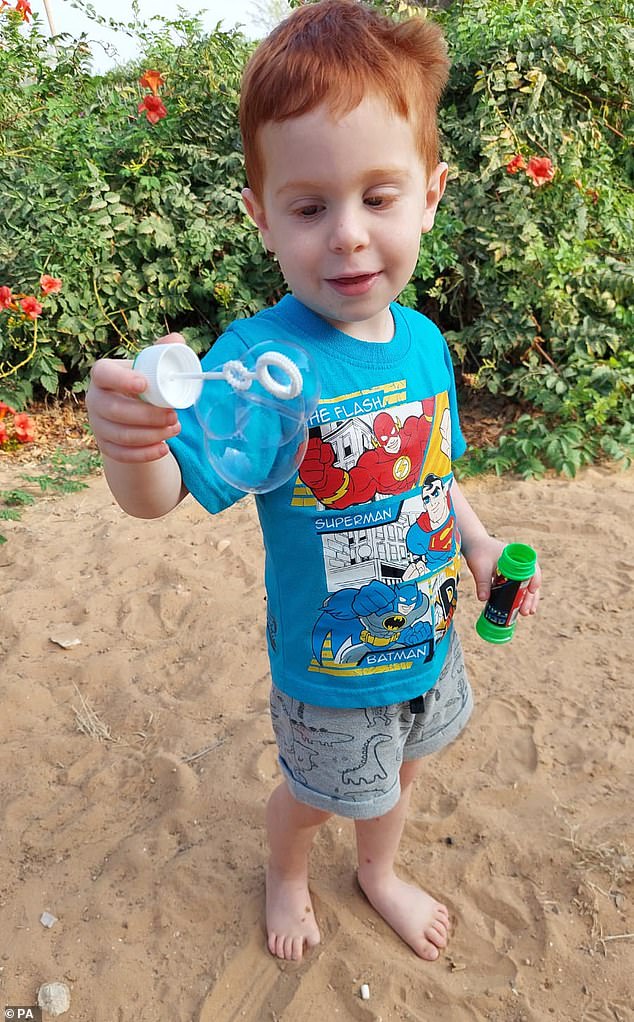 Ariel Bibas appears here playing with bubbles. He was captured by Hamas terrorists on October 7.