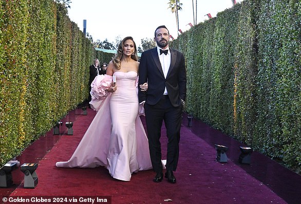 In 2021, Jennifer and Ben rekindled their romance and became engaged again in April 2022 (pictured at the Golden Globes in January 2024).