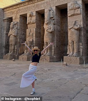 Another showed her posing in front of some landmarks in Egypt.