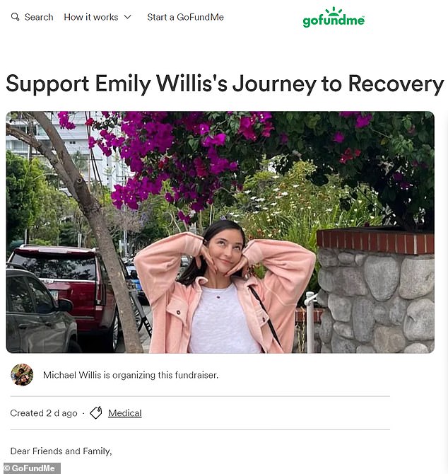 The Willis family launched a GoFundMe page last year to help cover mounting medical bills and travel expenses while supporting Emily.