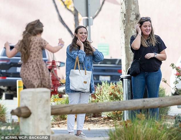 Jinger and her husband Jeremy Vuolo's youngest daughter Evangeline, three, was seen frolicking around the area while the couple was hanging out with friends; Evangeline, Jinger and Tori spotted