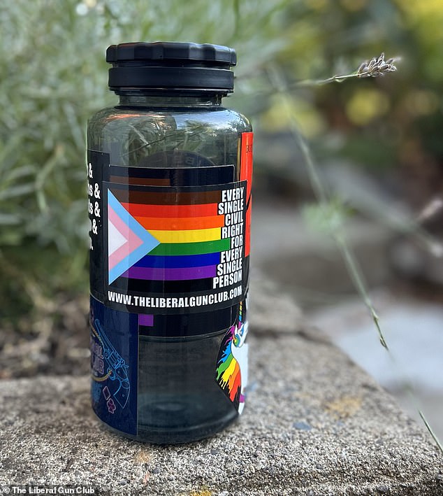 A 24-year-old trans woman from Philadelphia, identified only as “A,” made the decision to purchase her first firearm after months of turmoil. (Pictured: Rainbow unicorns and the LGBTQ flag adorned her water bottle)