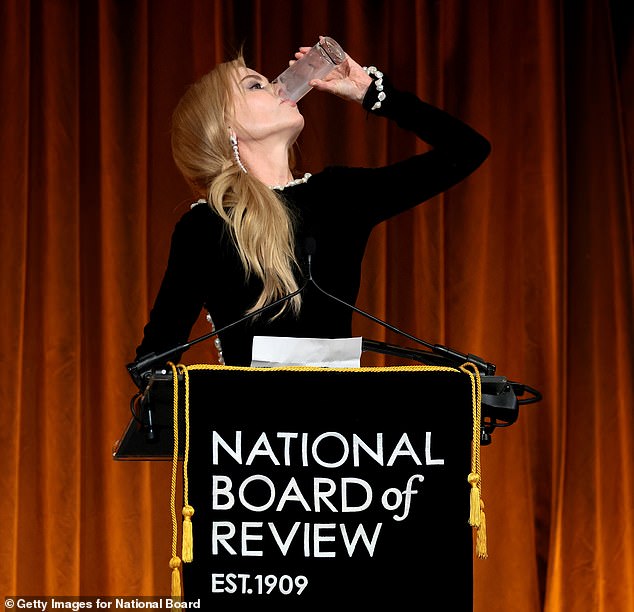 During her acceptance speech, Nicole drank an entire glass of milk while on stage at the prestigious venue: Cipriani 42nd Street.