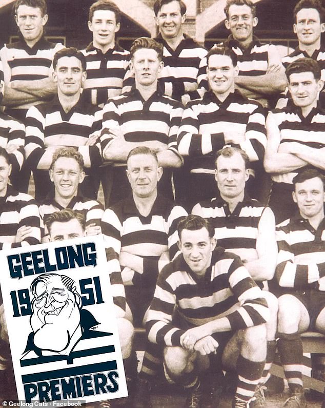 McMaster, a towering ruckman (pictured, second from left, second row from top) won flags in 1951 and 1952, and has been labeled a 