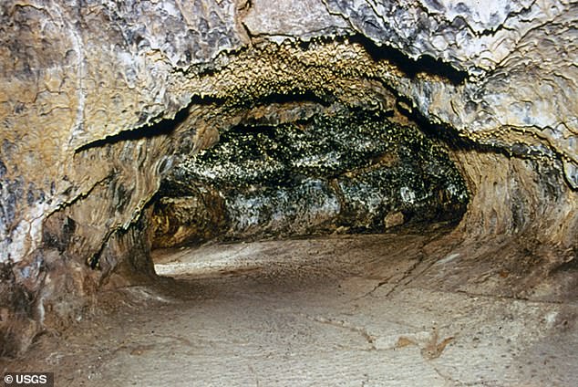 One of the lava tubes beneath the surface of the Medicine Lake area that once contained molten lava