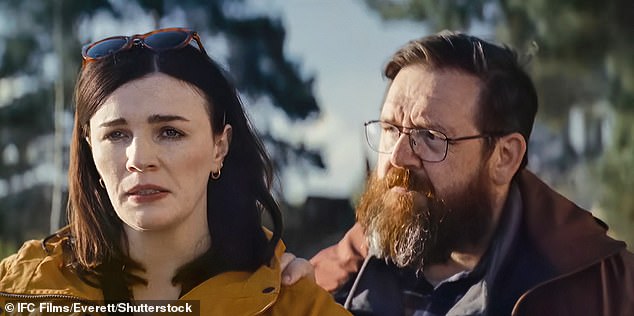 The actress, 40, didn't realize the severity of her injury when she hurt herself filming Get Away (pictured with Nick Frost). He suffered from unbearable migraines for three years.