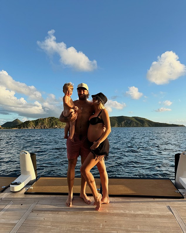 Nicole has shared a series of photos from the trip, including one of her, Liam and their son Louie on board the yacht.