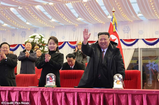 In the photo: Jong-un with his daughter Kim Ju-ae, at the New Year's Eve celebrations in North Korea.