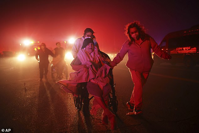 More forest fires have occurred since then. Pictured: Residents of a senior center are evacuated as the Eaton fire approaches.