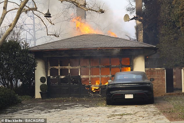 Other houses on the street Kutcher drove on were already on fire (as seen above)