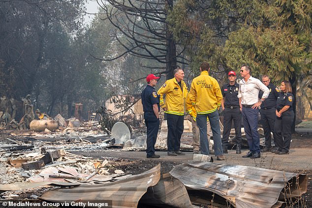 Governor Gavin Newsom visits a home destroyed in the 2019 Kincade fire as he vowed to restart the state's response to fires