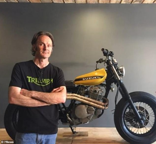 Motorcycle racer Kym Liebig (pictured) was driving his black Suzuki home on South Road in Hindmarsh, in the inner city suburbs, when he was hit.