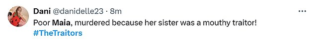 1736374306 354 The Traitors Maia is murdered right after her sister Armani