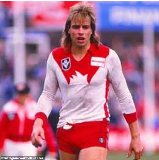 Capper scored 388 goals in a 124-game career and finished second twice in the Coleman Medal (pictured, playing for the Sydney Swans)