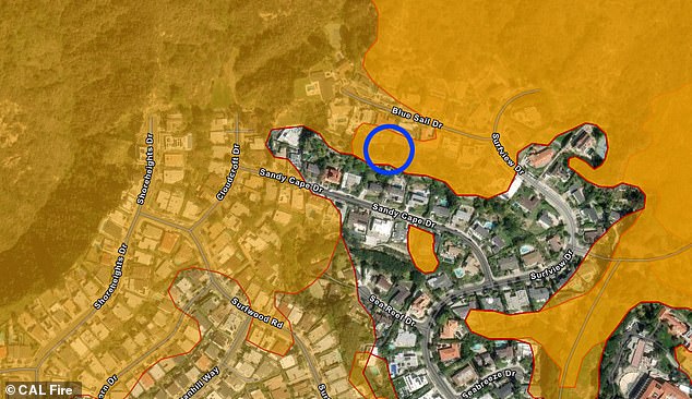 Although it is unknown if Perry's former home burned, Cal Fire's live map shows the neighborhood is within the 