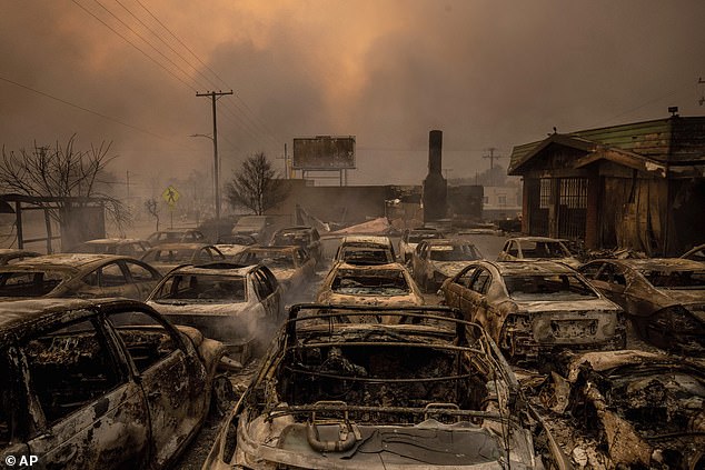 The vehicles left behind have been leveled.