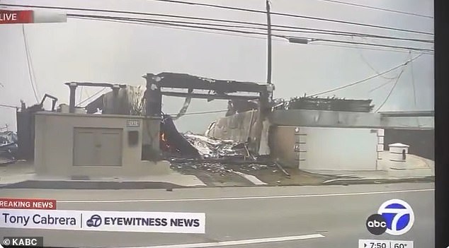 Hilton shared with her followers a television report she recorded documenting the damage to her beachfront home in Malibu.