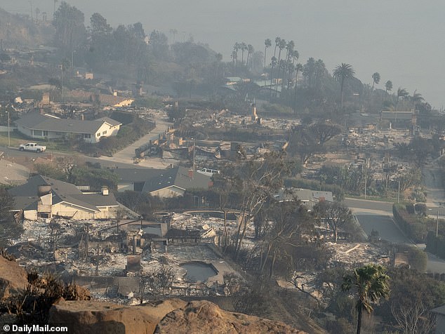 Our exclusive photos show the $4 million home that Hunter, 54, shares with his wife Melissa Cohen, is one of more than 1,000 homes destroyed by the four out-of-control wildfires in LA County today.