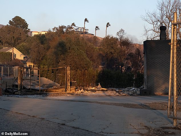 The entrance to Hunter's Malibu estate, which featured a gourmet kitchen and a 