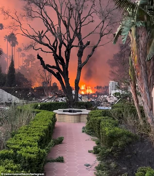 On Wednesday, the actor visited his main Instagram page while walking along a path towards what would have been the front entrance of his house that was completely burned.