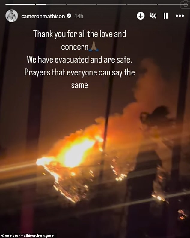 She also shared more videos on her Instagram Stories shortly after Cameron and her loved ones were evacuated from the home Tuesday night, shortly after the Eaton Fire broke out in Pasadena.