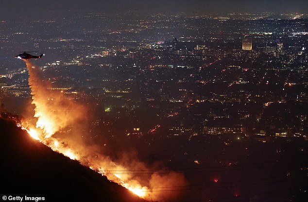 On Wednesday night, the Sunset Fire started in the Hollywood Hills and began moving south toward the iconic Hollywood Boulevard (seen above).