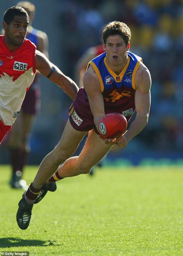 The Lions star (pictured playing for Brisbane in 2002) underwent surgery for his fractured ribs and broken and dislocated arm.